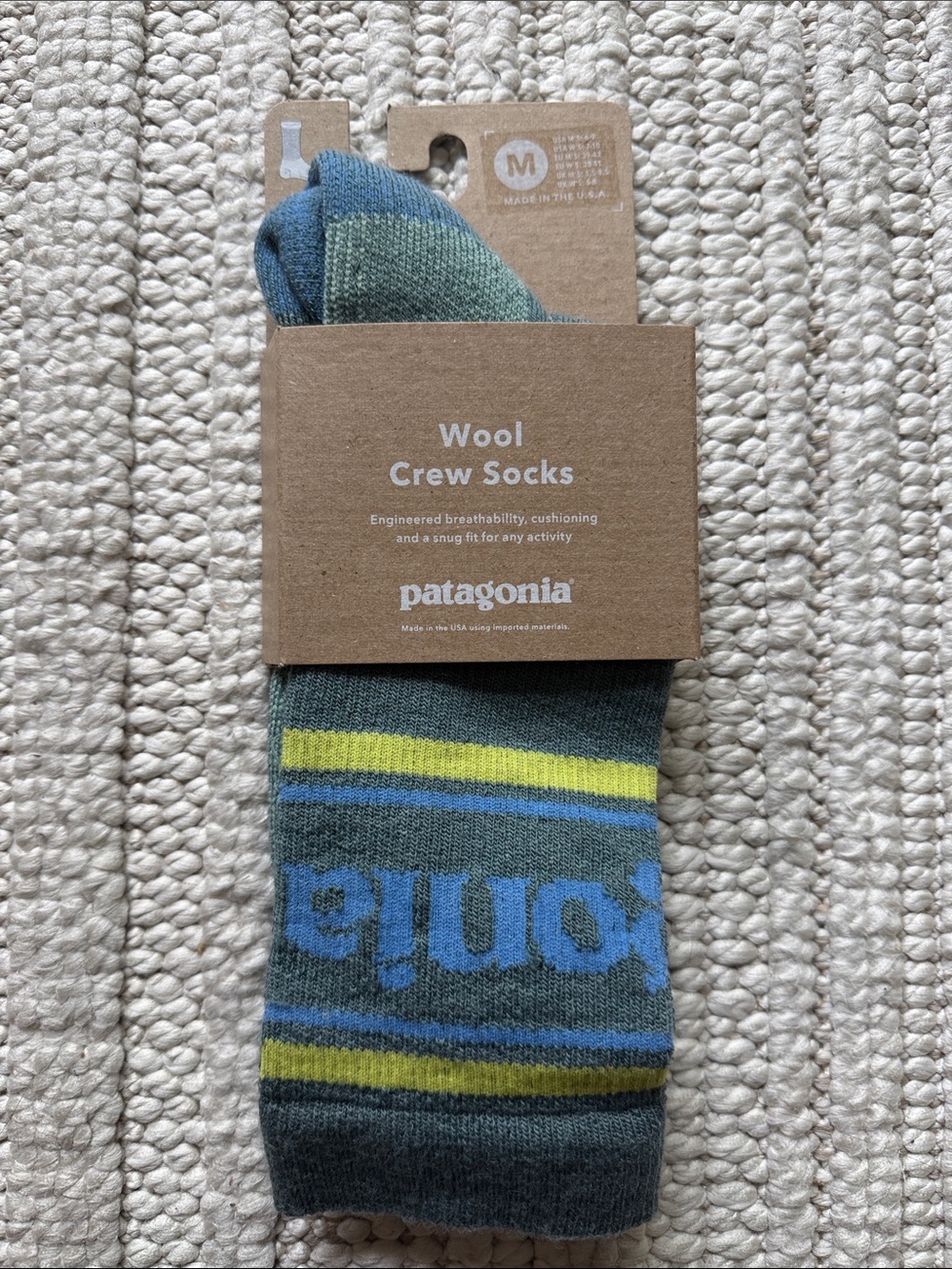 Patagonia High-Performance Crew Socks - Merino Wool Balsam Birch Medium Unisex